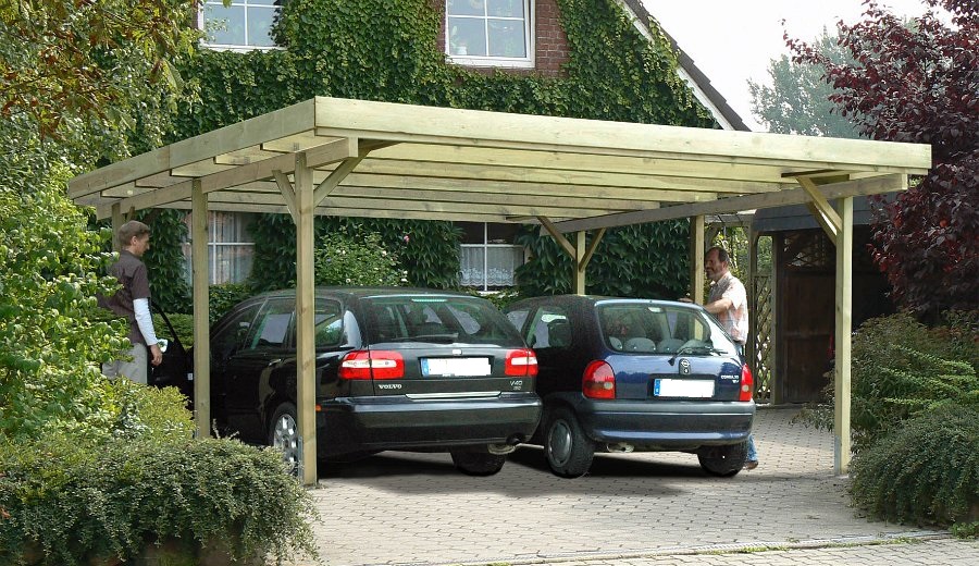 bonn2-kdi_aktionsdoppelcarport_joda-89110027 Doppelcarport Flachdach B600 x T600 cm Bausatz ohne Dacheindeckung Pfosten 12x12cm Carport Basic