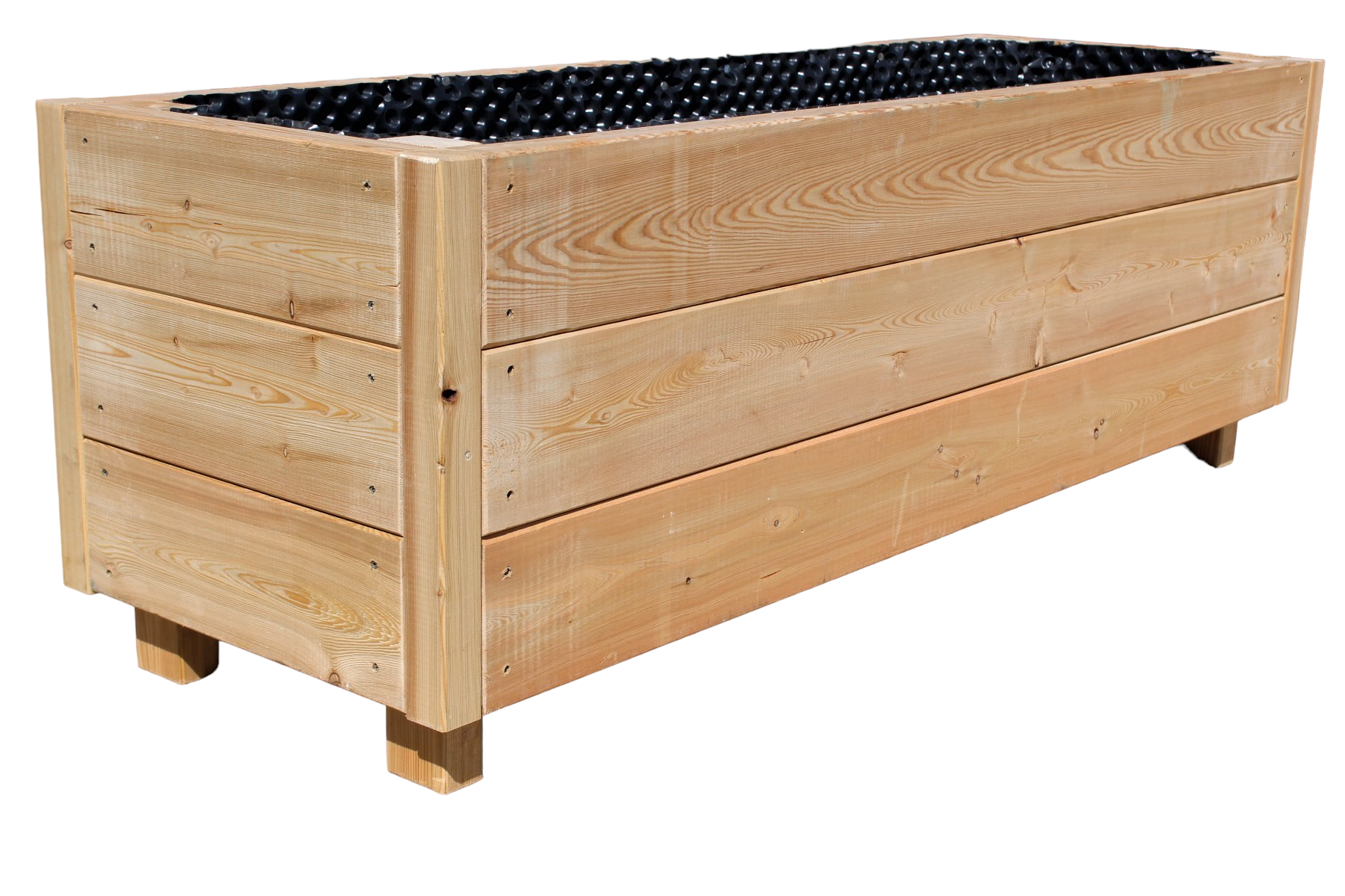 Hauptfoto-3IFakI9ZxHMC33 Blumenkasten Hexenagger Lärchenholz Kanthölzern 45x142 mm mit Noppenfolie fertig montiert