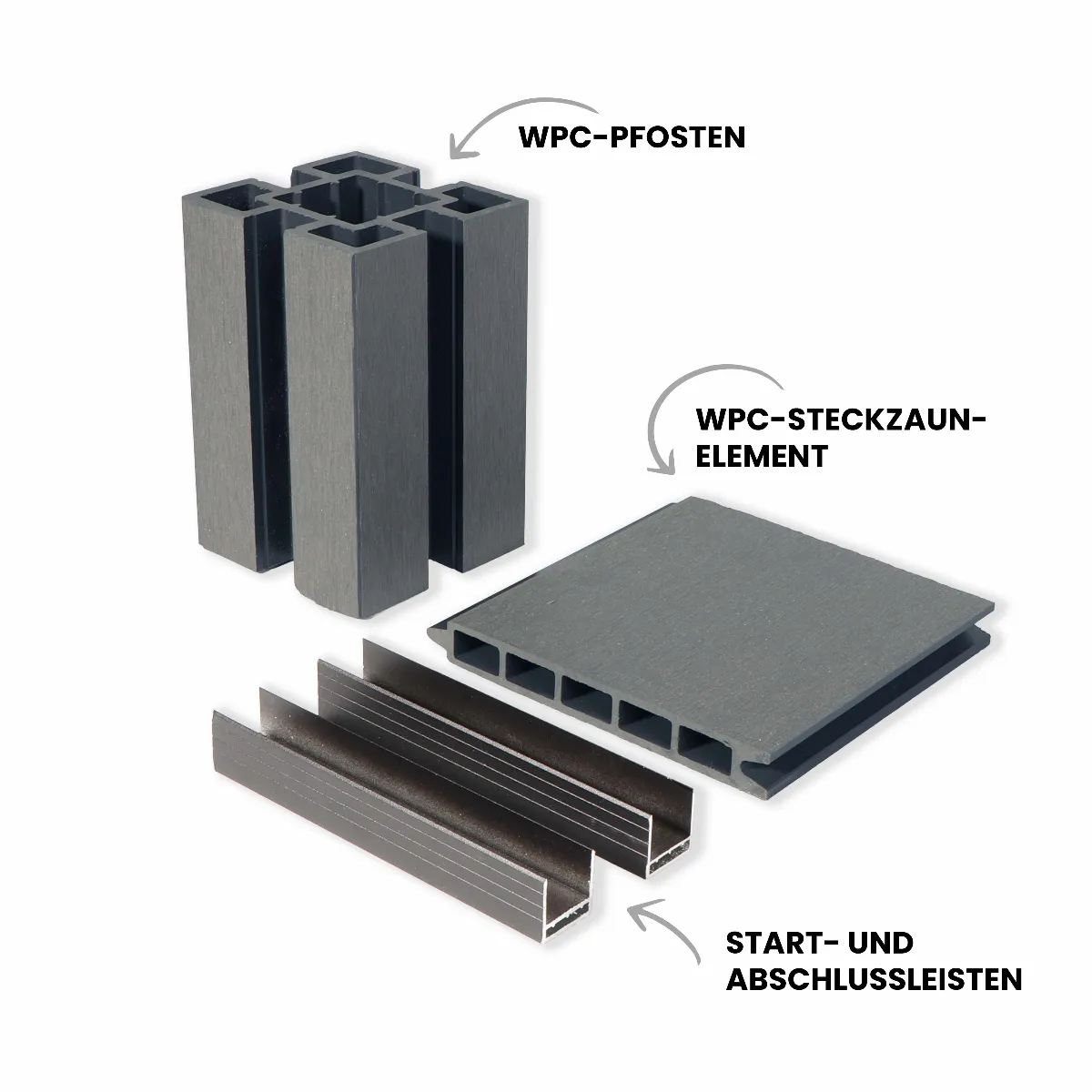 WPC-Sichtschutzzaun Komplett-Set Steckzaun Musterbox