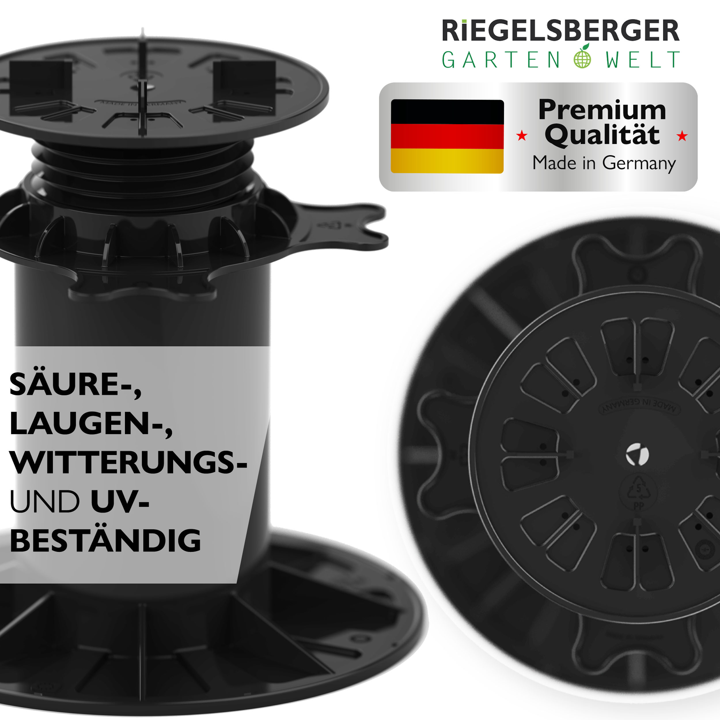 6_Zoom_Premium_Platten Premium Plattenlager für Stein Beton Keramikplatten Terrassenlager Stelzlager Stellfuß verstellbar