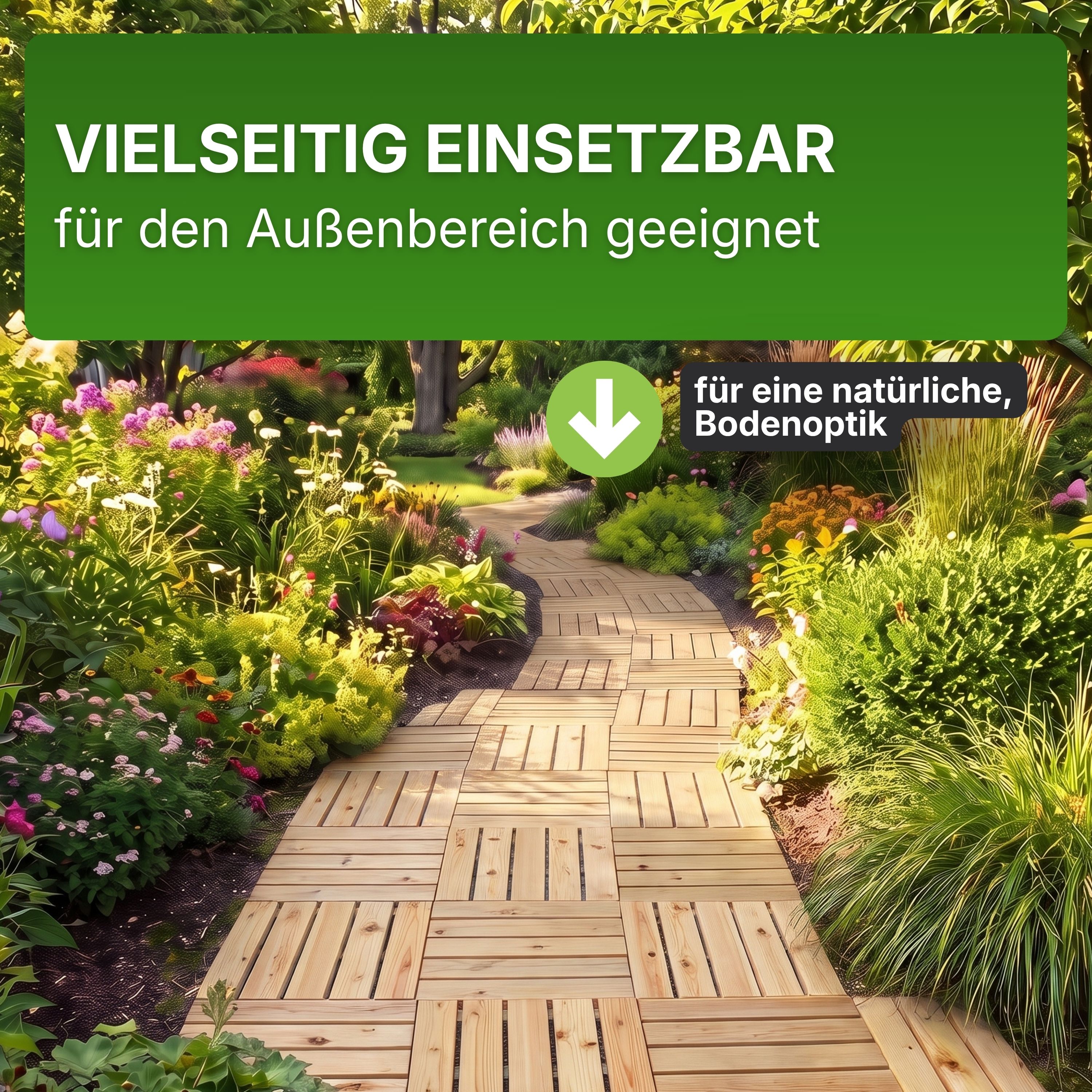 Terrassenfliese aus Lärchenholz 50x50cm Holzfliese Balkonfliese Fliese Lärche 8er Set (1 Karton)