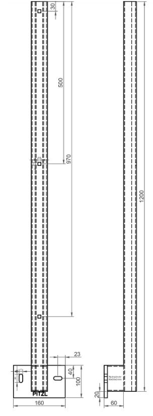 2tEfBTqwzBd3Nk Pitzl Balkonsäule BSP C-Profil 50x40x3 mm Stirnseitig zum Andübeln feuerverzinkt Höhe