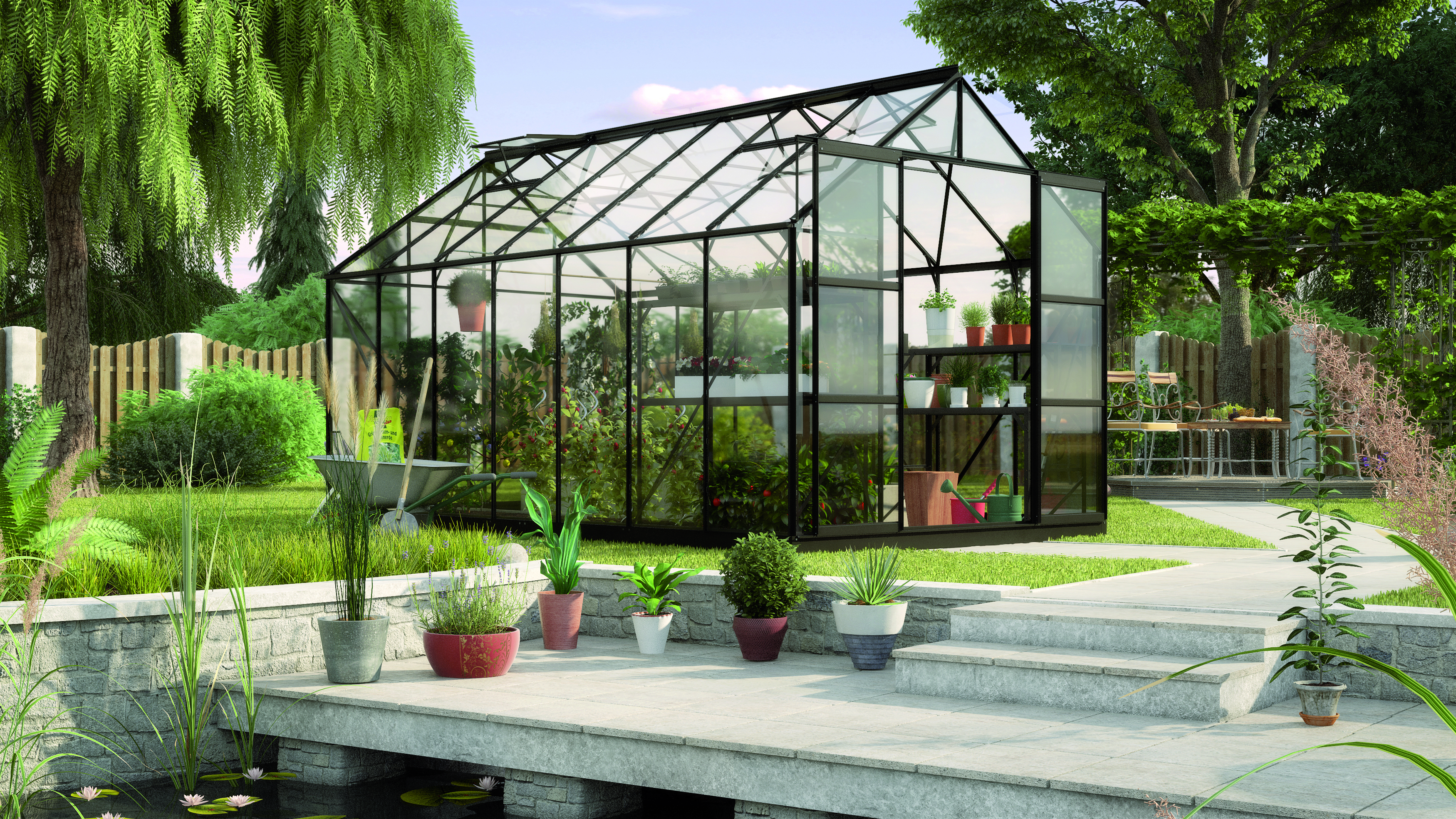 Gewächshaus Uranus 11500 ESG 3mm, schwarz