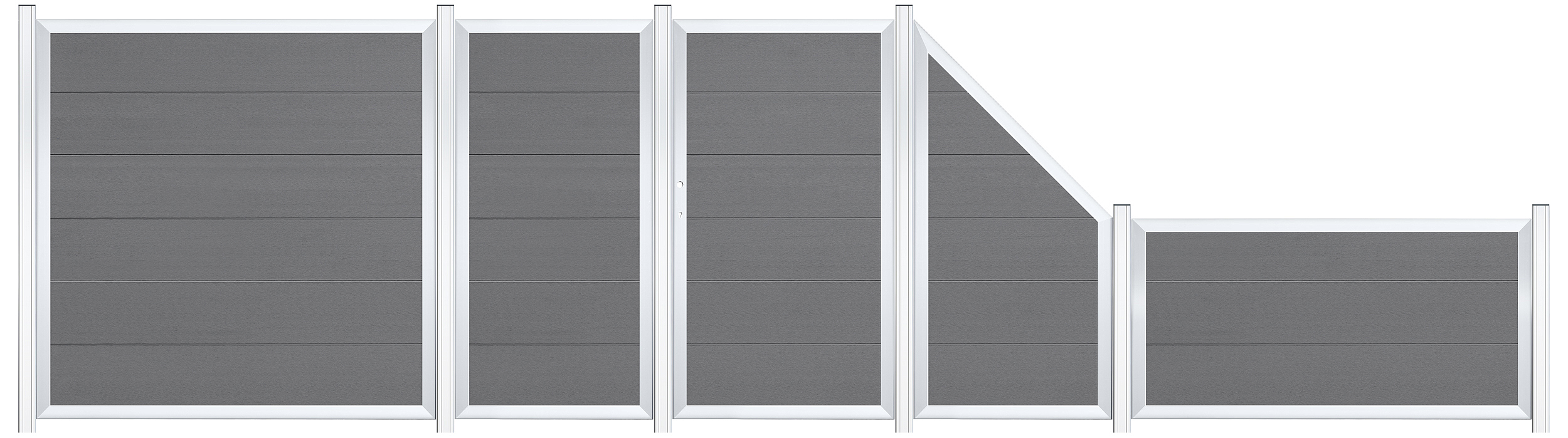 52110-SET-W02 Einzeltor 100x180 cm grau für WPC-Rahmenzaun
