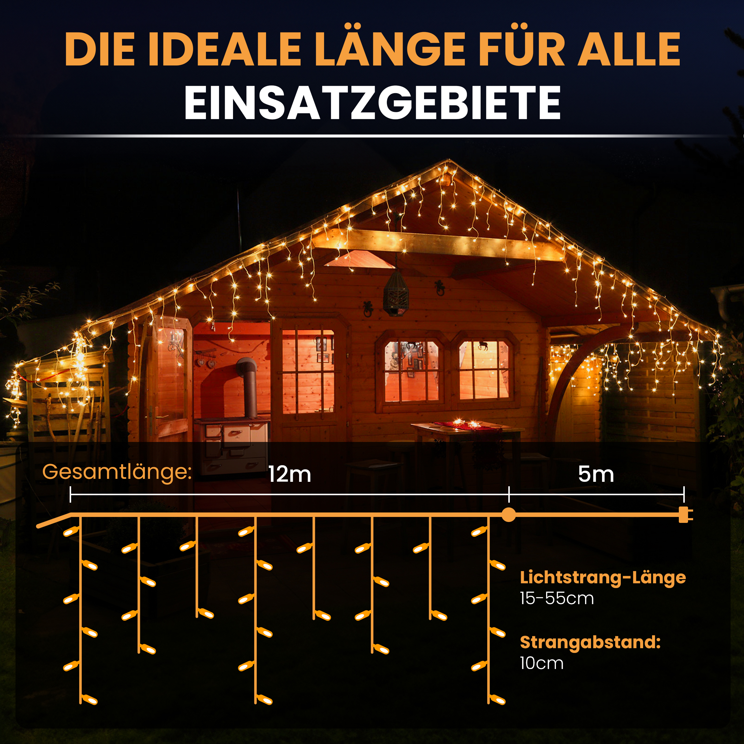 5_12m LED-Eisregen-Lichterkette mit Flashing-Effekt Lichterkette LED mit Flashlight