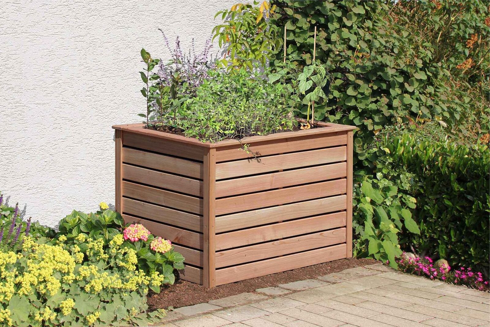119rqsOVCzVwFPJ Hochbeet 125x85x80 cm aus Lärchenholz Bretter glatt 20x90 mm Pflanzbeet Frühbeet