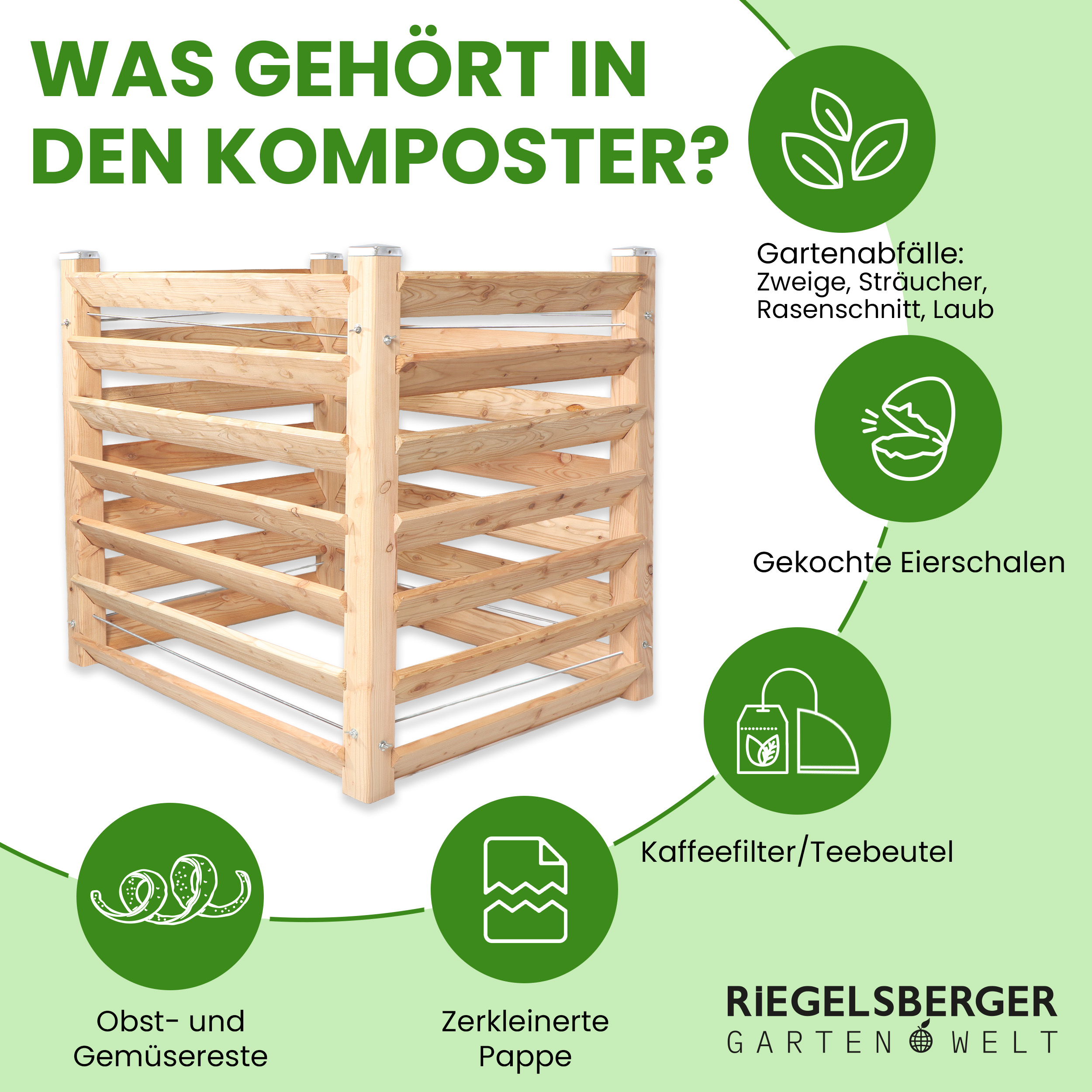 Moderner Komposter Single 100x120xH100 cm aus Lärchenholz Massivholz Steckkomposter Kompostsilo Holzkomposter