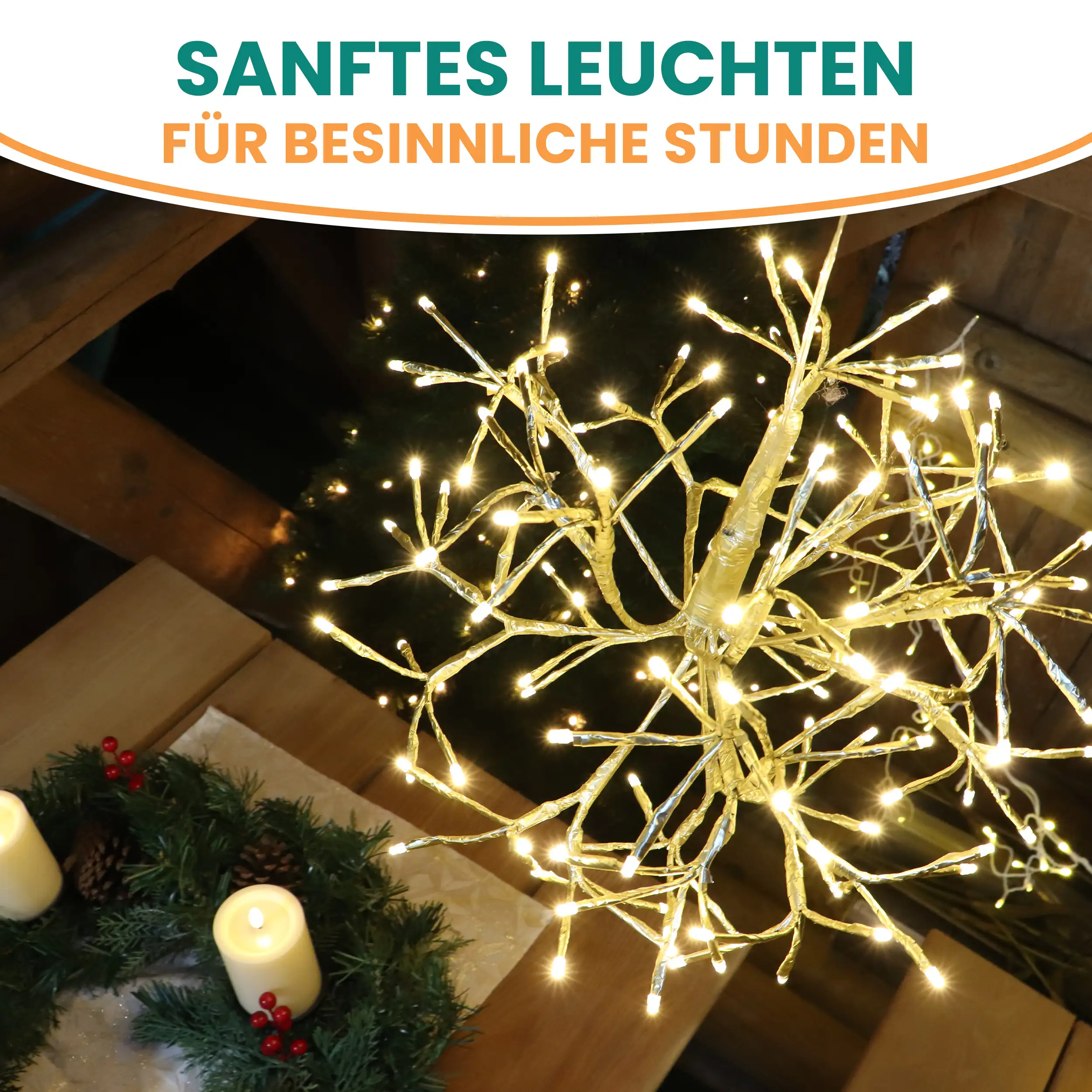 Weihnachtsdekoration Goldstern 45 cm mit 120 LED warmweiß Timer-Funktion LED-Weihnachtsstern