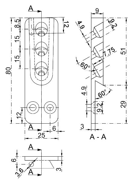 5o7PBRBSKa4BRu Pitzl Verbinder HVP Standard für Holz-Holzanschluss Maße 25 x 80 x 12 mm