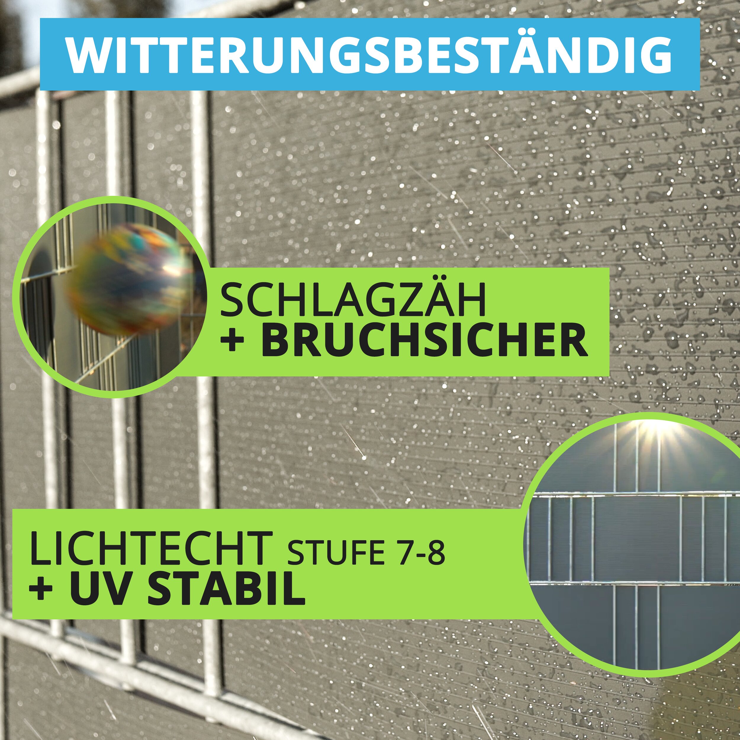 005 PREMIUM PP Sichtschutzstreifen für Doppelstabmatten 2535 x 190 x 1,35 mm Sichtschutz