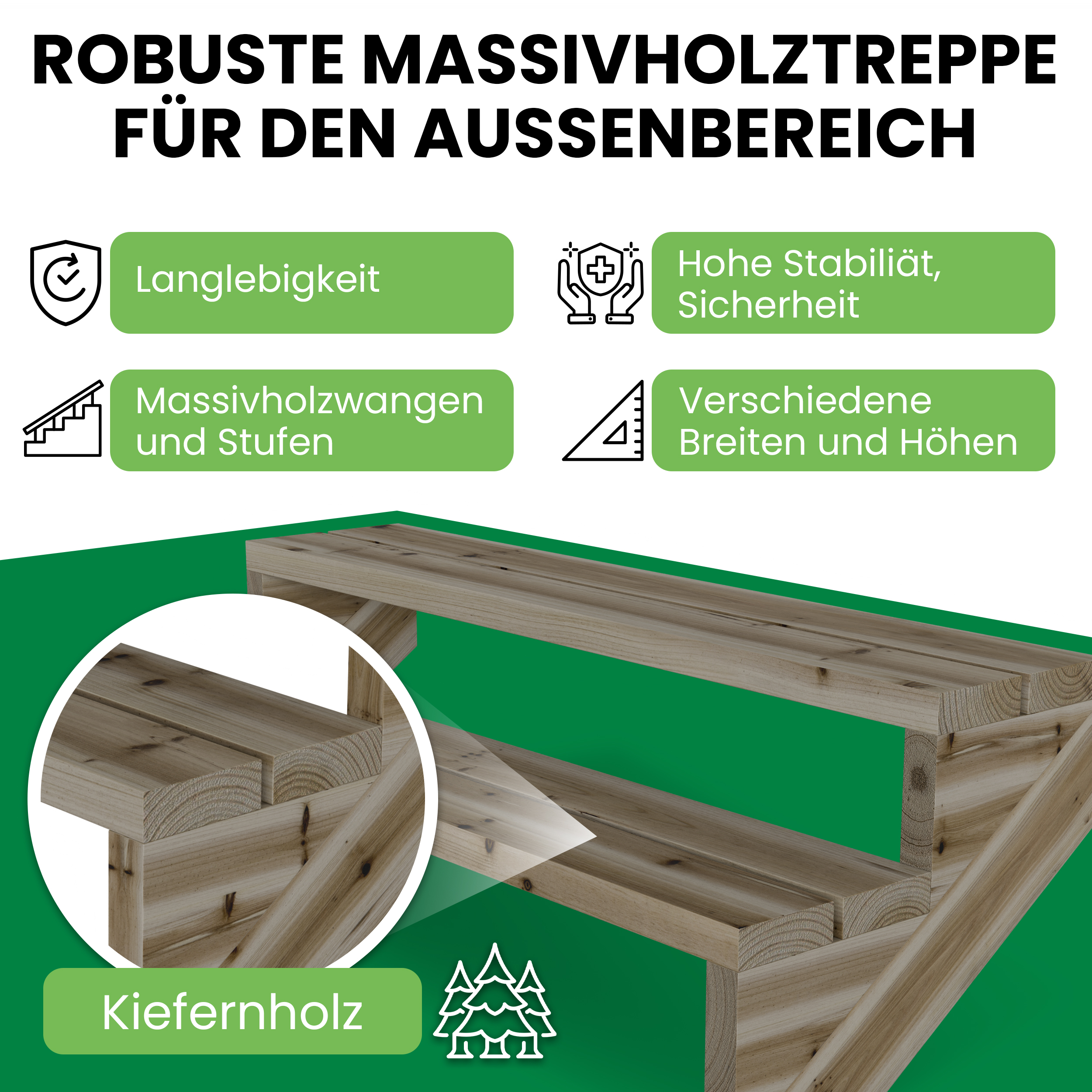 02Sic9zawztNkaq Terrassentreppe Kiefer kesseldruckimprägniert Treppe mit Stufen Wangentreppe Breite