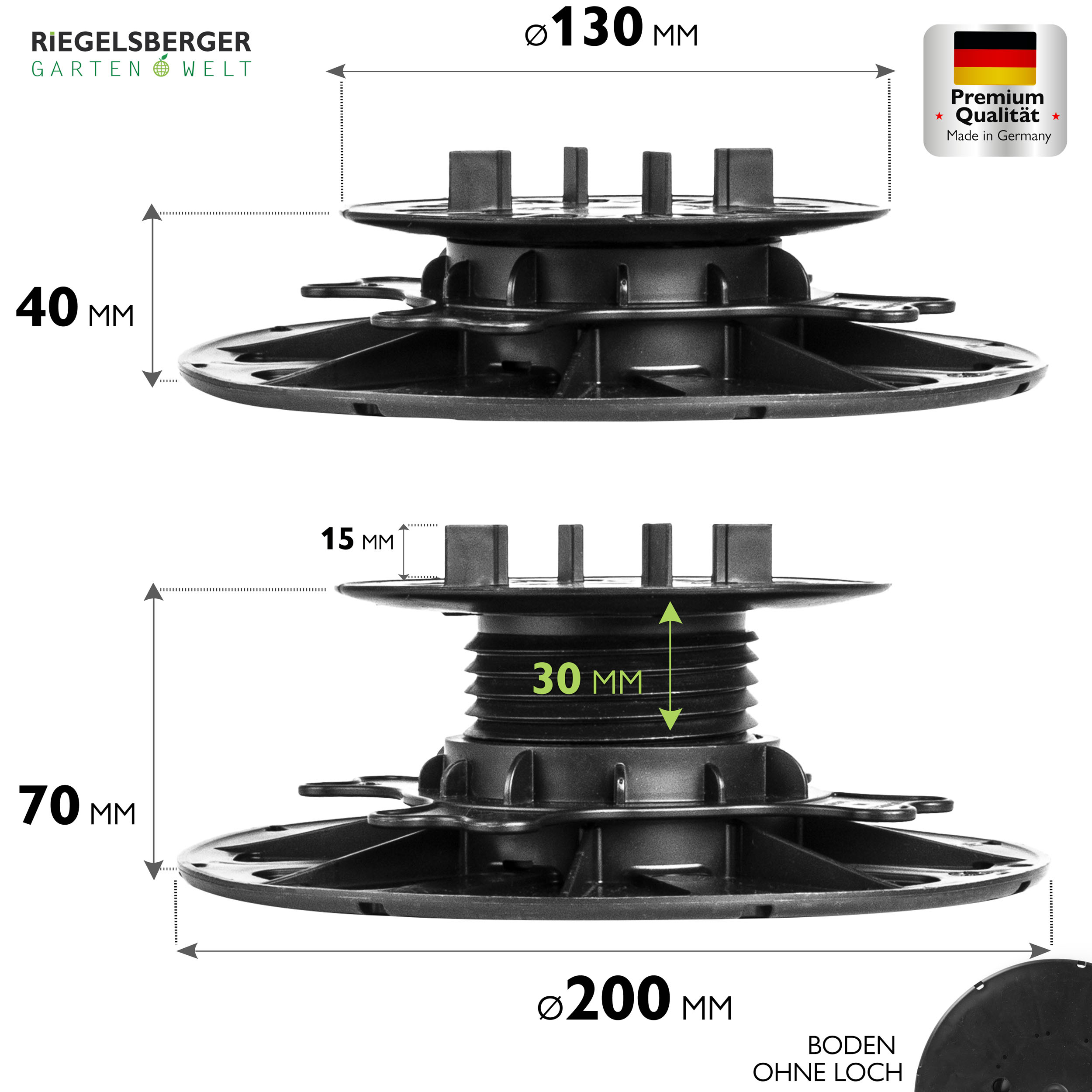3_Size_40-70ccXn88LmqEprP 1 Karton Plattenlager Premium für Stein Beton Keramikplatten Terrassenlager Stelzlager Stellfuß