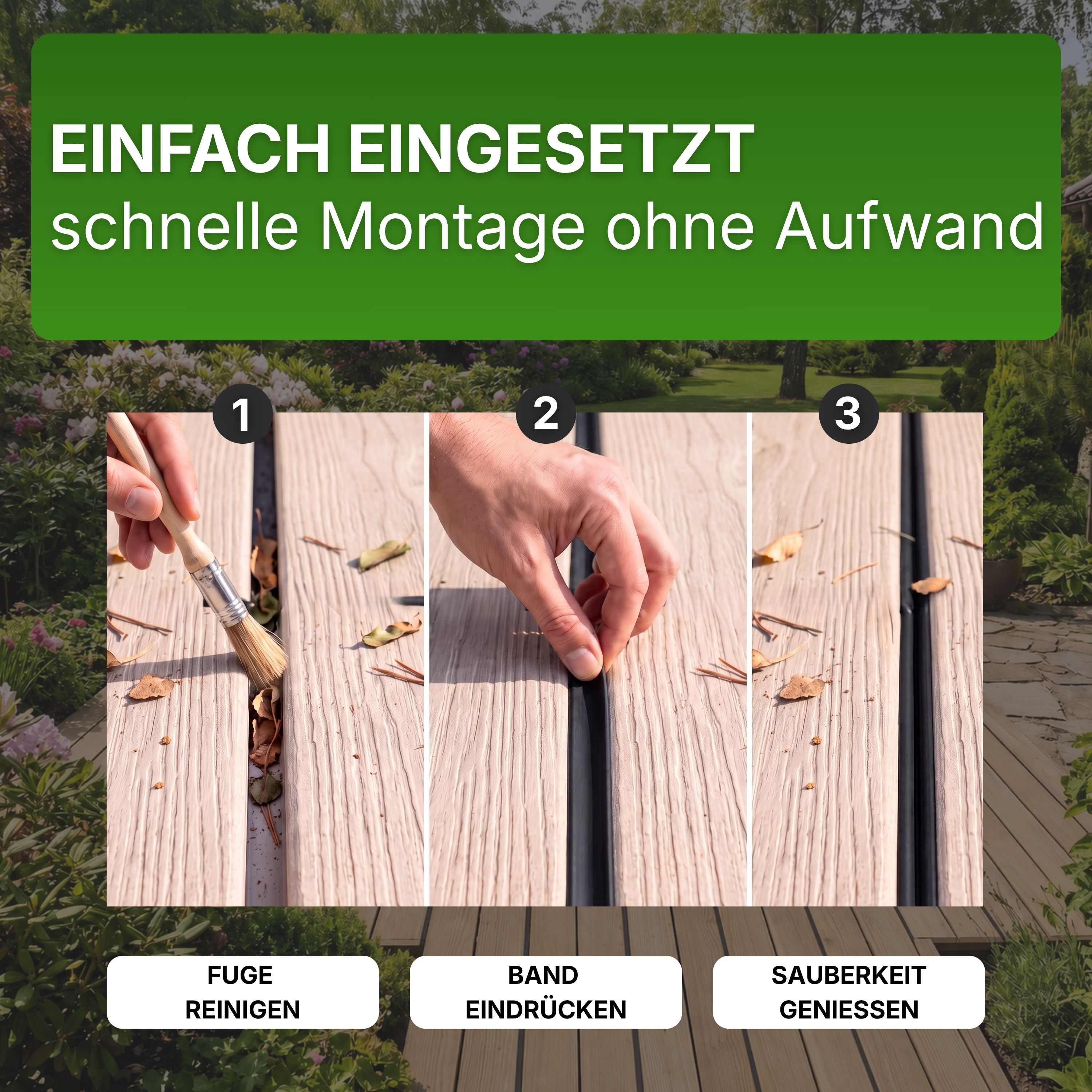 Terrassenfugenband 1 m 5–7 mm schwarz aus TPE