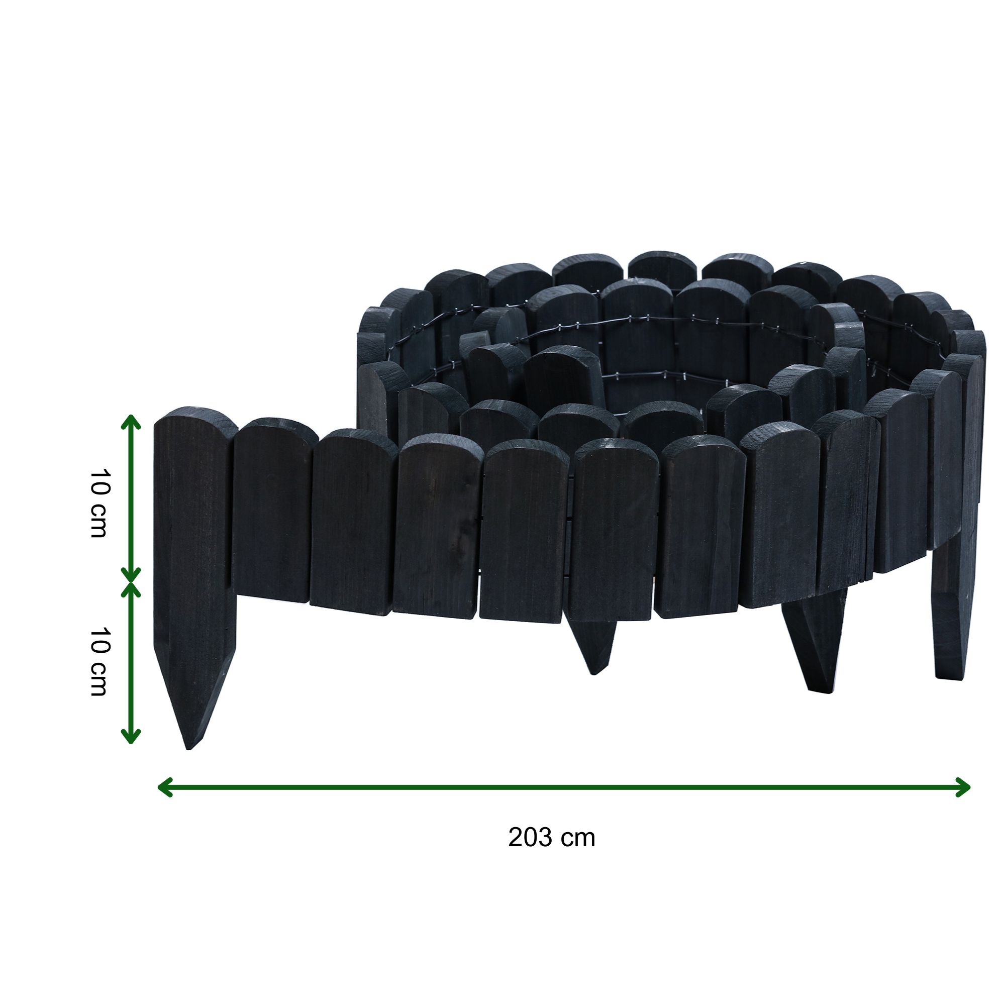 Rollborder-A-20-cm Außroll Zaun ohne zu Graben 203cm lang Tannenholz