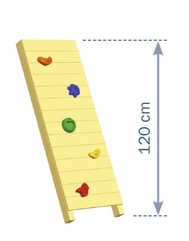 wall-2-120 Kletterwand mit Steinen Rampe Lärche natur für Podesthöhe 120 cm