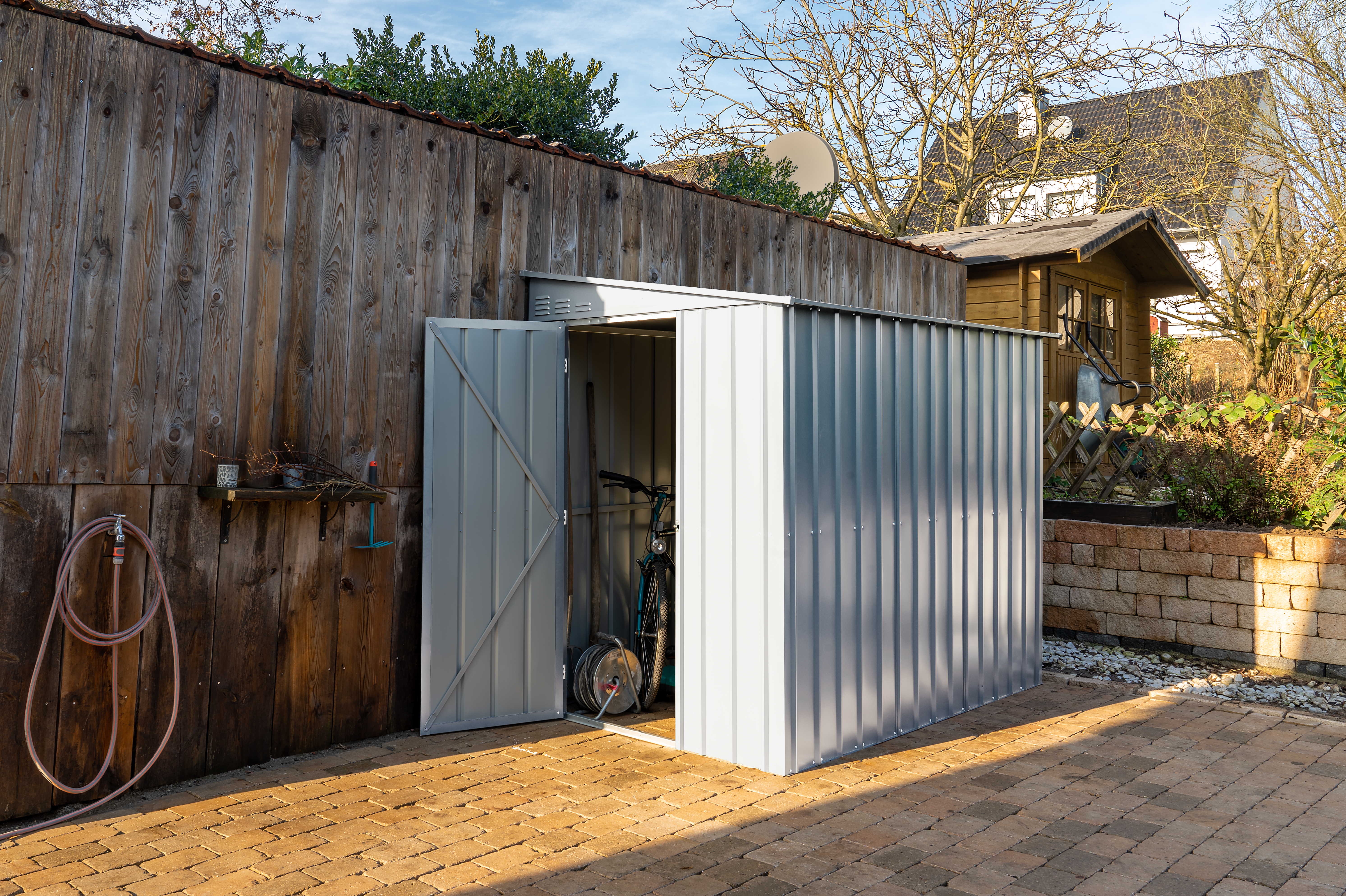 MGH_WandZierde_LeanTo_58_silber-metallic_40003249_01 Gerätehaus Wand-Zierde „LeanTo“ 58 H178, silber metallic