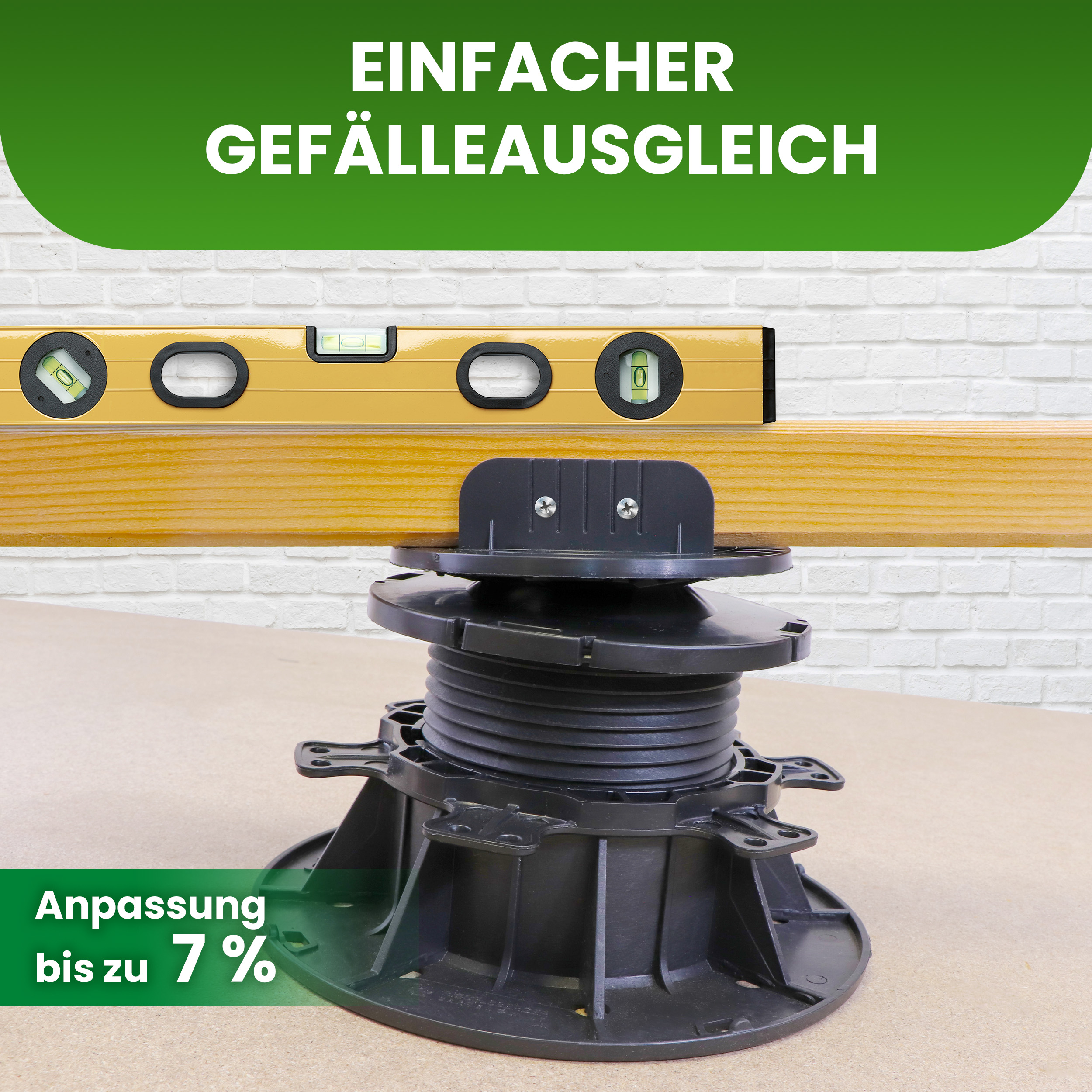 3E6b7ZmkY3KtWk 1 Karton Balkenlager PRO mit Gefälleausgleich bis zu 7% für Holz WPC Aluminium höhenverstellbar