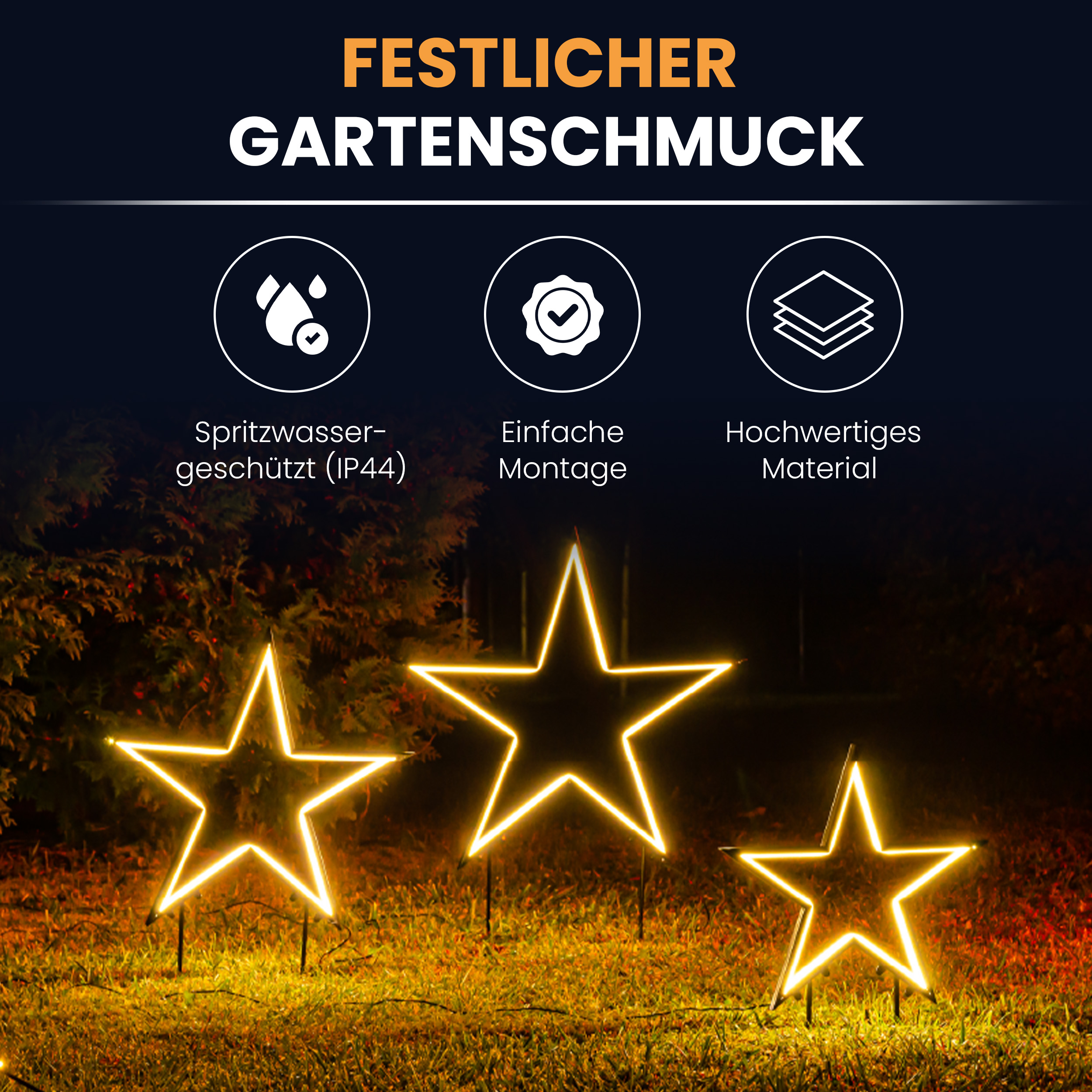 2zgKVUna77v7uK Neon-Stern mit warmweiß LEDs Neonlichtband Weihnachtsstecker