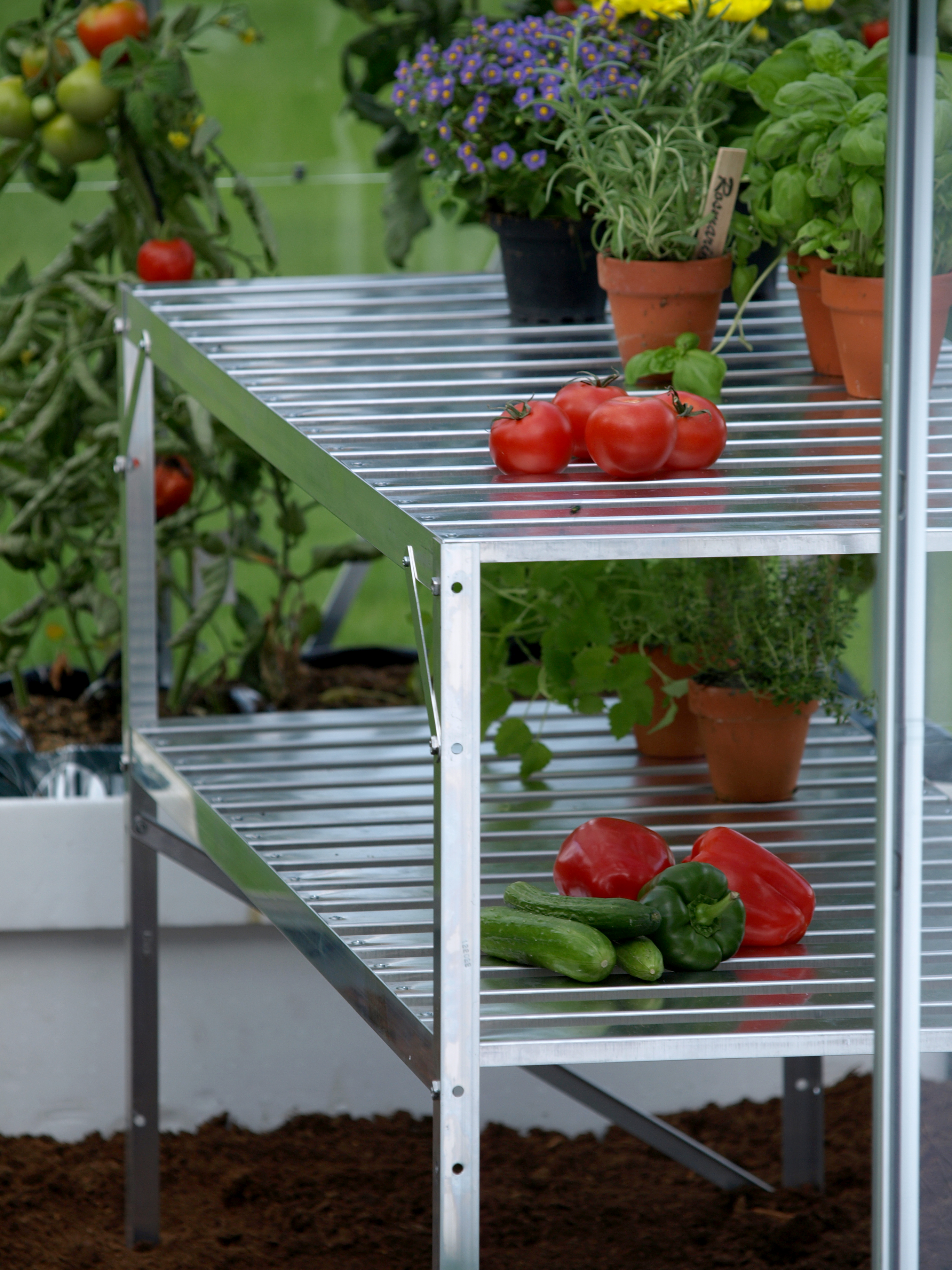 Alutisch, 2 Ablagen, 121x54x76cm, alu