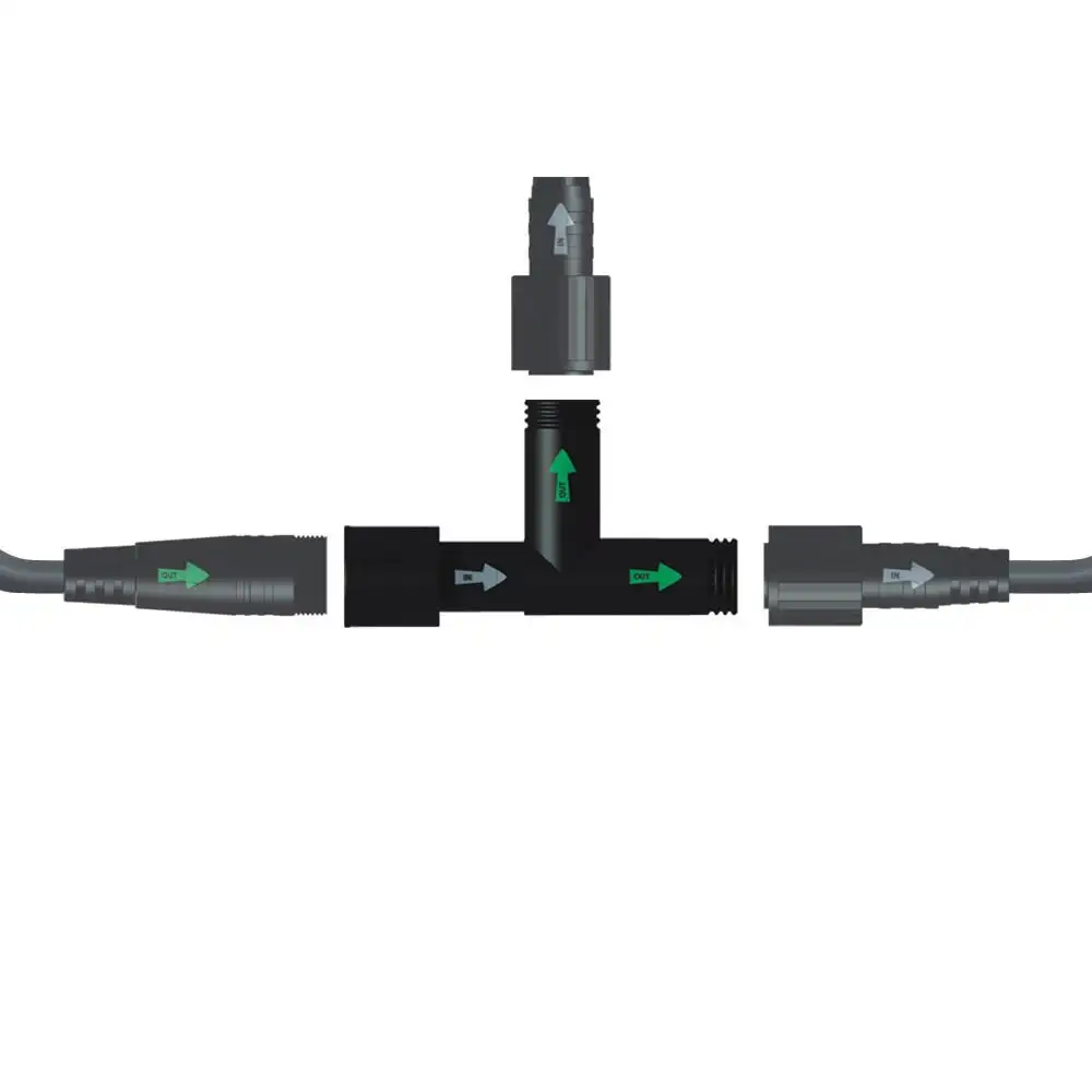 Steckverbinder 230V wasserdicht • Kabelverbinder mehrere Ausgänge schwarz • IP67 Gartenbeleuchtung Steckverbinder 230V wasserdicht • Kabelverbinder mehrere Ausgänge schwarz • IP67 Gartenbeleuchtung