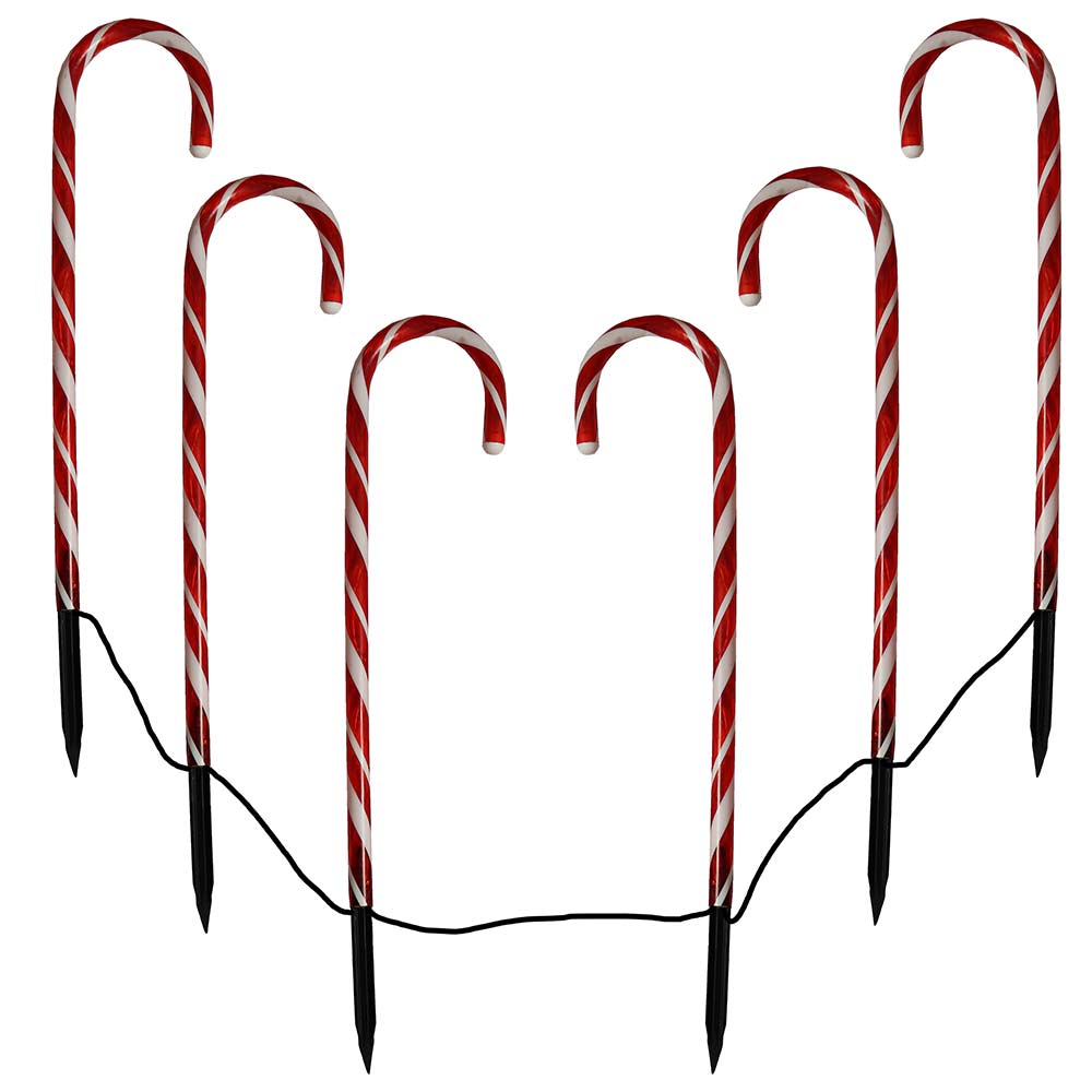 hauptdtJt3J3xo2M3R Lichterkette 6er-Set Zuckerrohrstab Zuckerstange LED rot Gartenstäbe