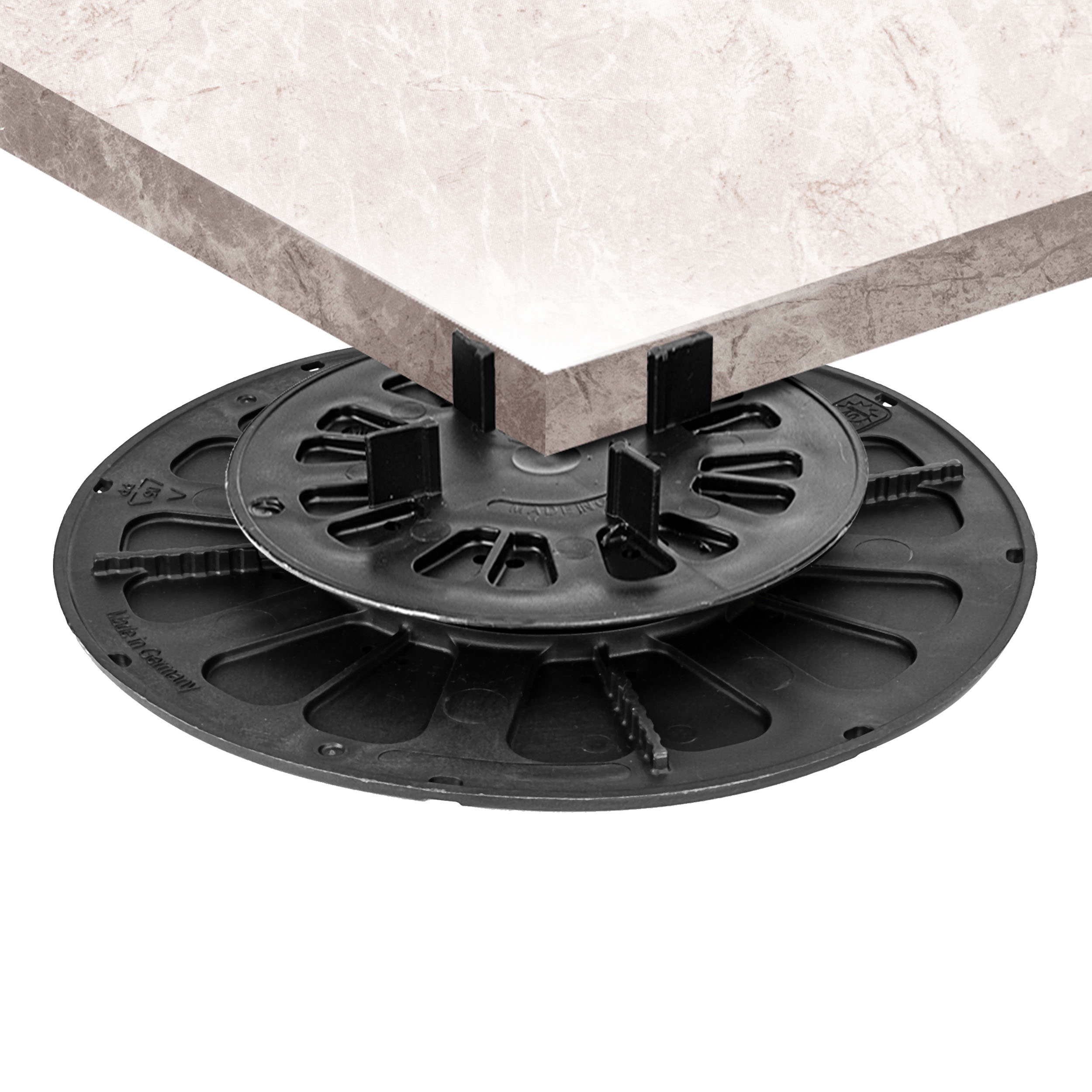 1_Starter_15-19 Plattenlager PREMIUM für Stein Beton Keramikplatten Terrassenlager Stelzlager Stellfuß verstellbar