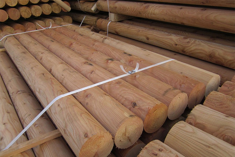 2275-laerchenholz Palisade Ø 12 cm Lärche natur Rundholz gefast Pfosten Schneefangstange Holzpalisade