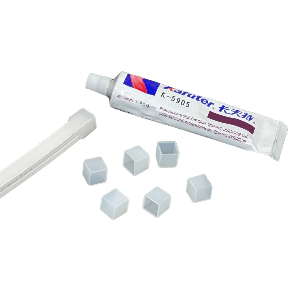 Set mit 6 Silikon-Abschlusskappen 1 cm und wasserfestem Silikonkleber für LED-Streifen