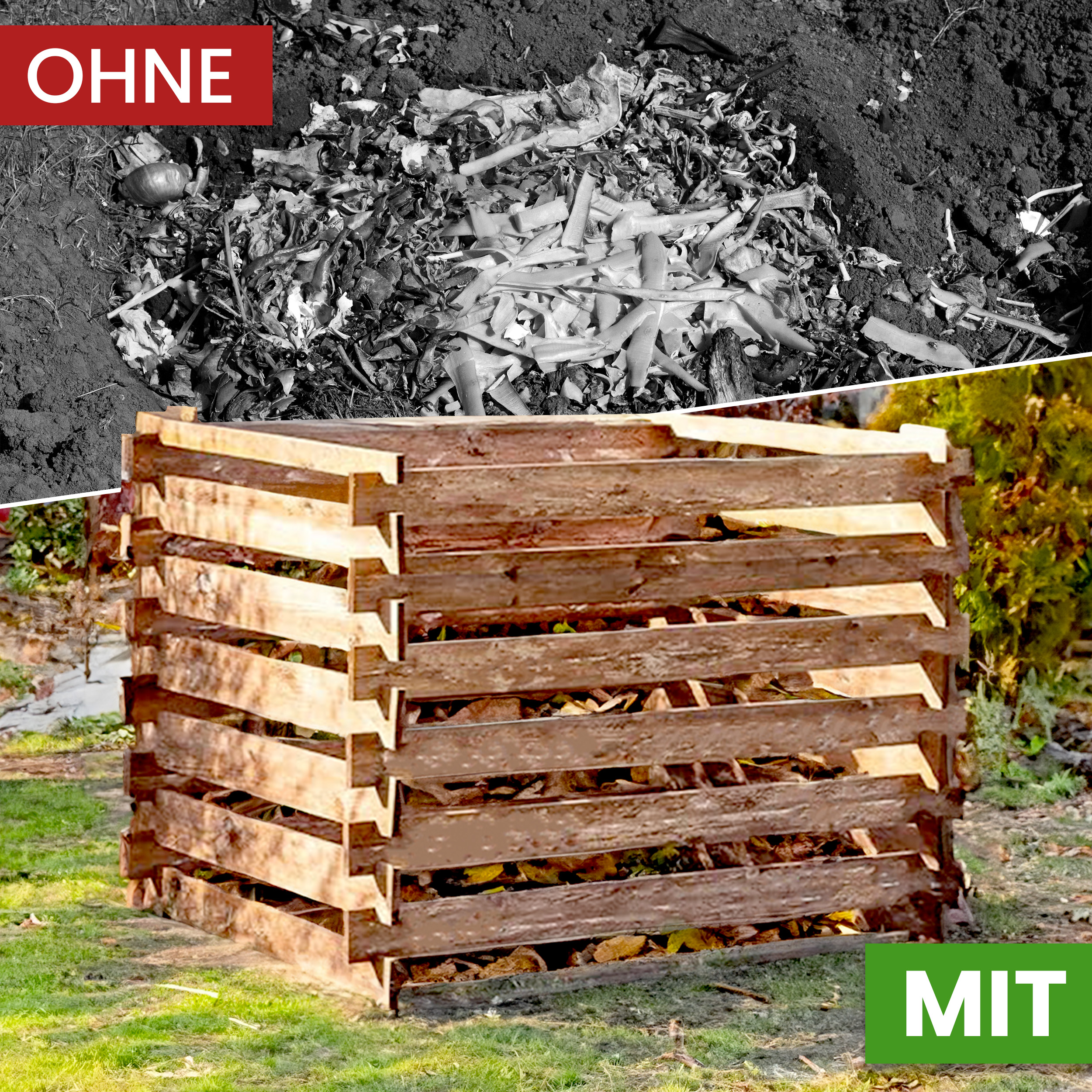 Holzkomposter Kiefer imprägniert mit Stecksystem Kompostsilo Steckkomposter