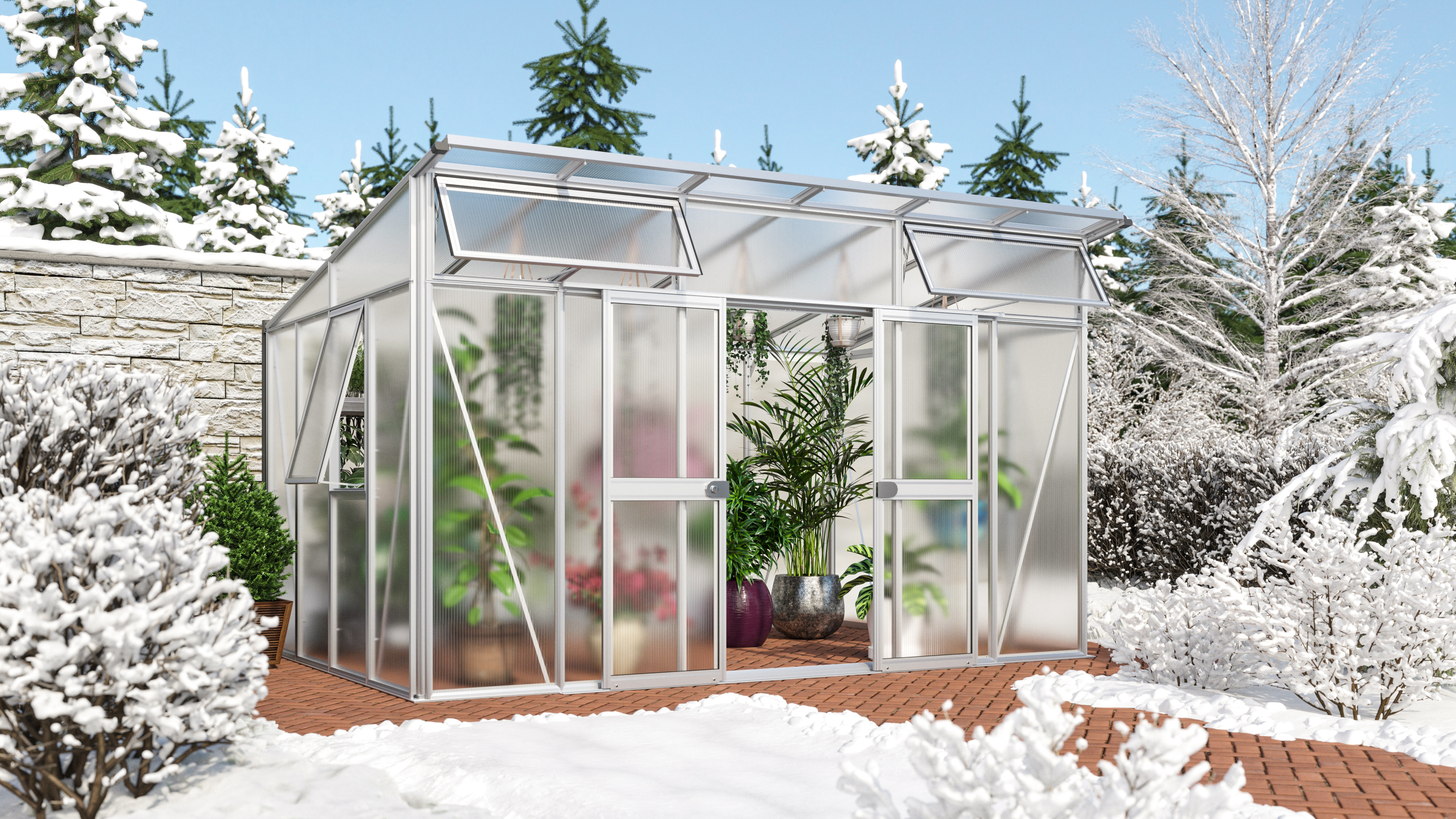 Gewächshaus Aura 11500 HKP10mm, weiß