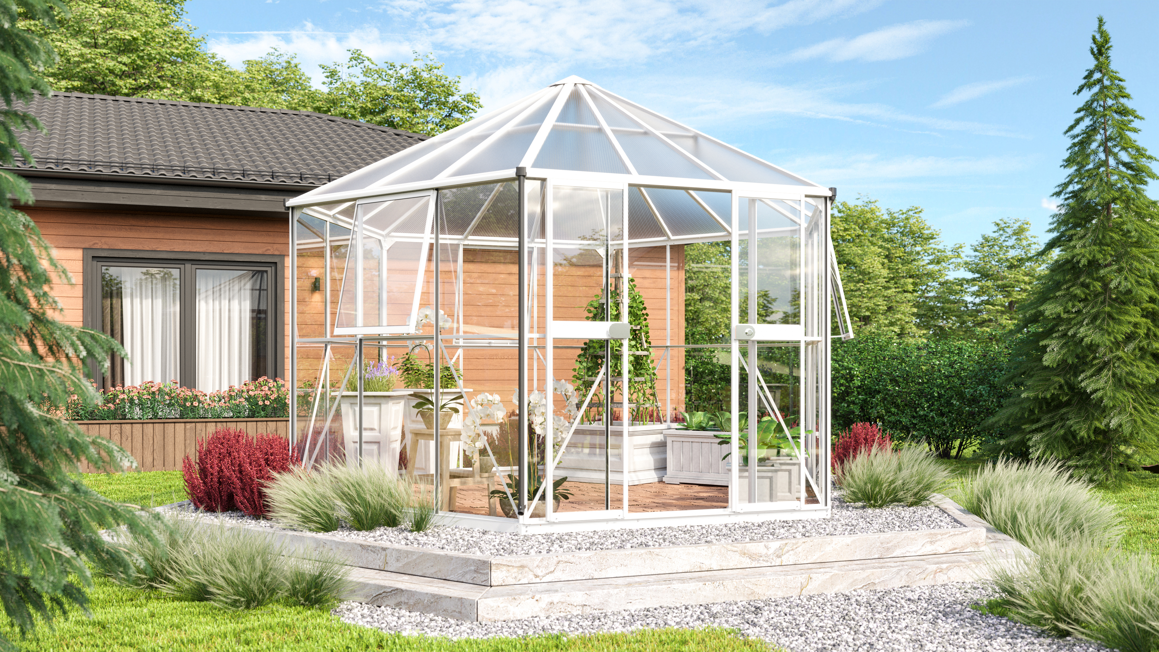 Gewächshaus Juno 9000 ESG/HKP, weiß