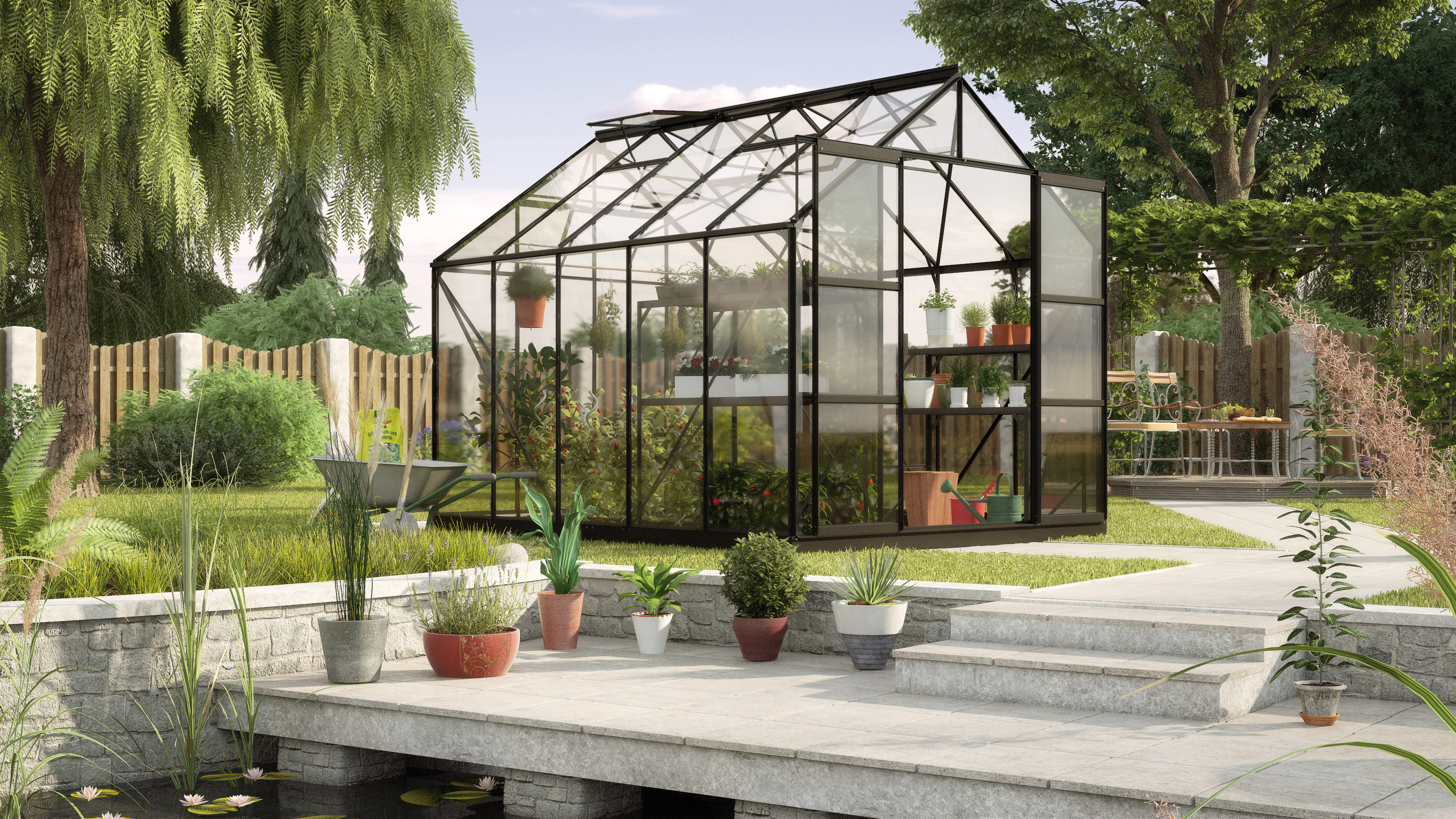 Gewächshaus Uranus 8300 ESG3mm, schwarz -Set