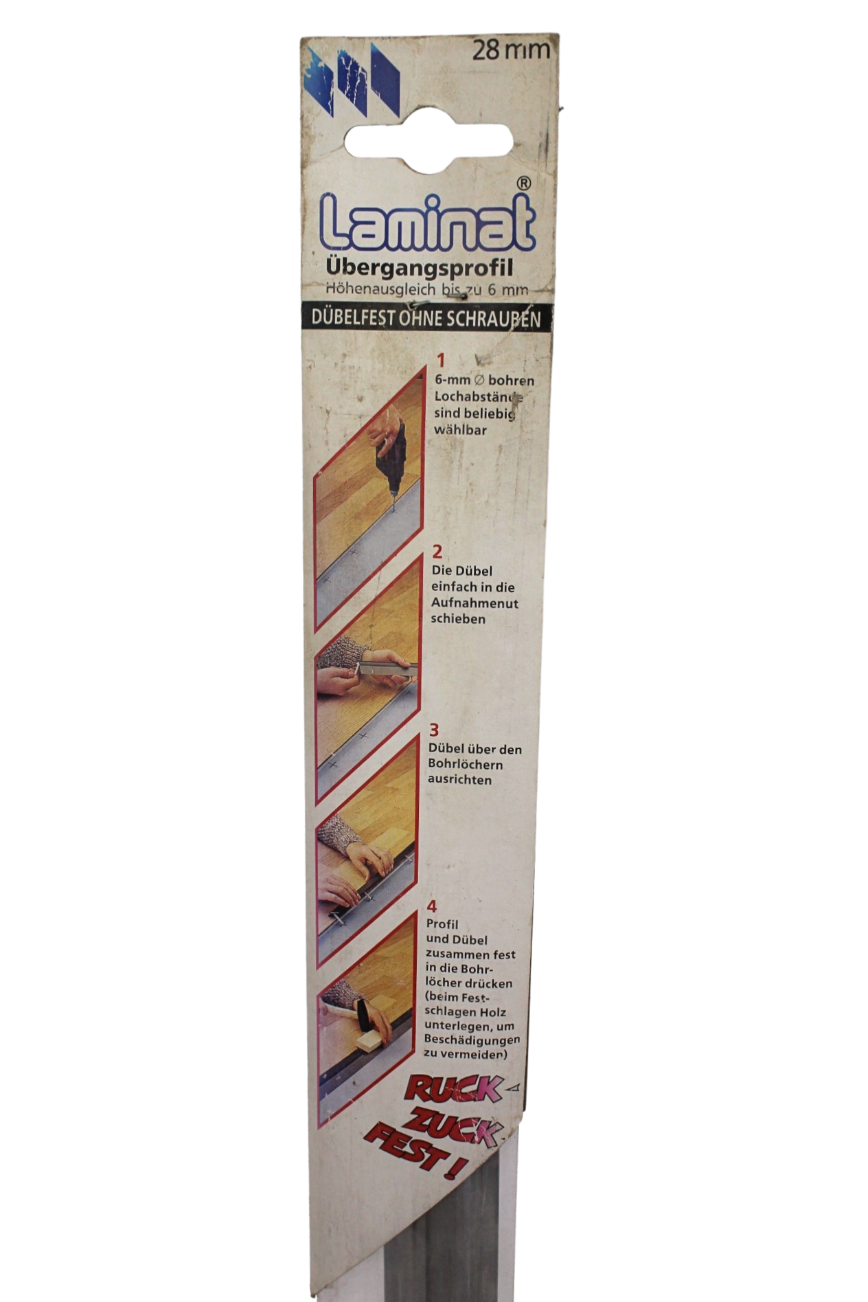 Laminatprofil 28 mm Länge 90 cm Ubergangsprofil Dübelfest ohne Schrauben