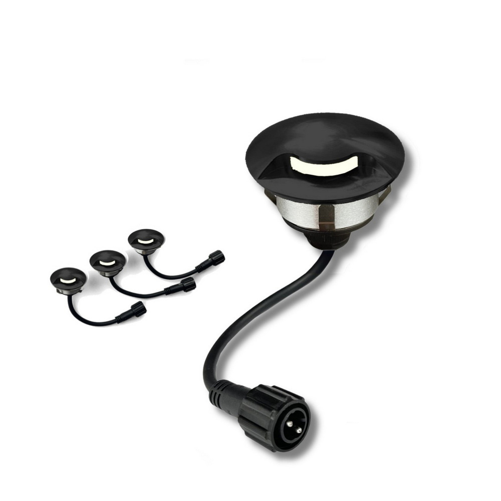 3er-Set LED Bodeneinbaustrahler Außen - rund Ø 6 cm wasserdicht warmweiß - Bodenstrahler für Holzterrasse