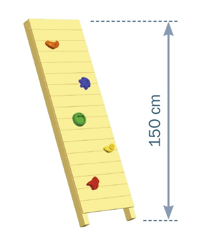 wall-2-150 Kletterwand mit Steinen Rampe Kiefer imprägniert für Podesthöhe 150 cm