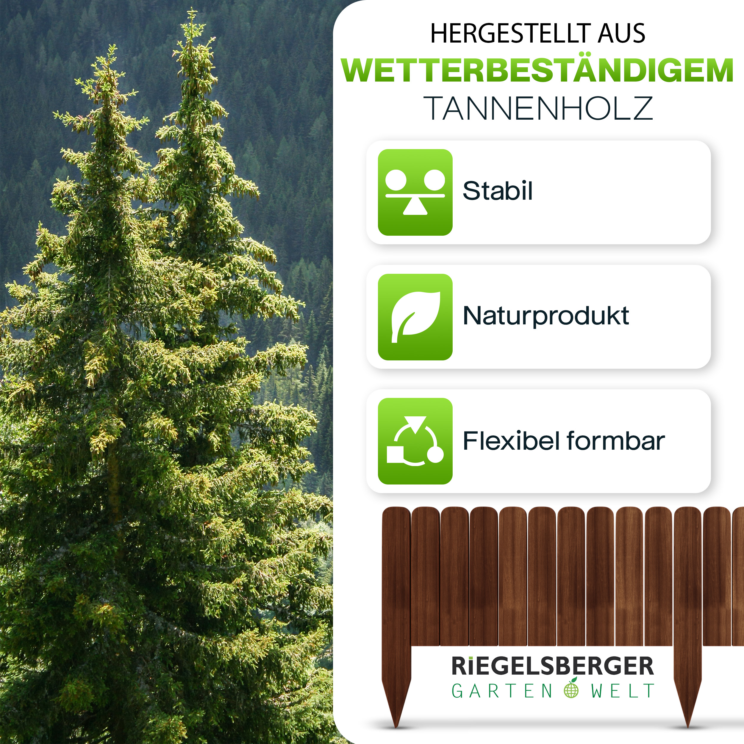 02RKQwWJNAwvc14 Rollboarder Umzäunung Mähkante Holzzaun Tannenholz Länge 203 cm