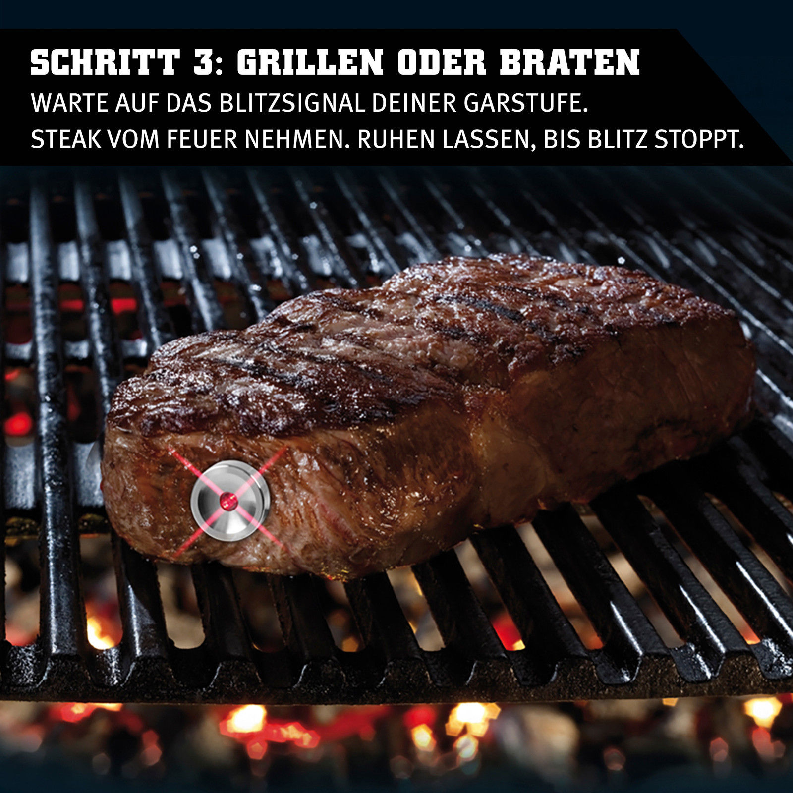 9 SteakChamp 3-color (elektronisches Kerntemperatur-Messgerät aus Edelstahl mit LED-Anzeige)