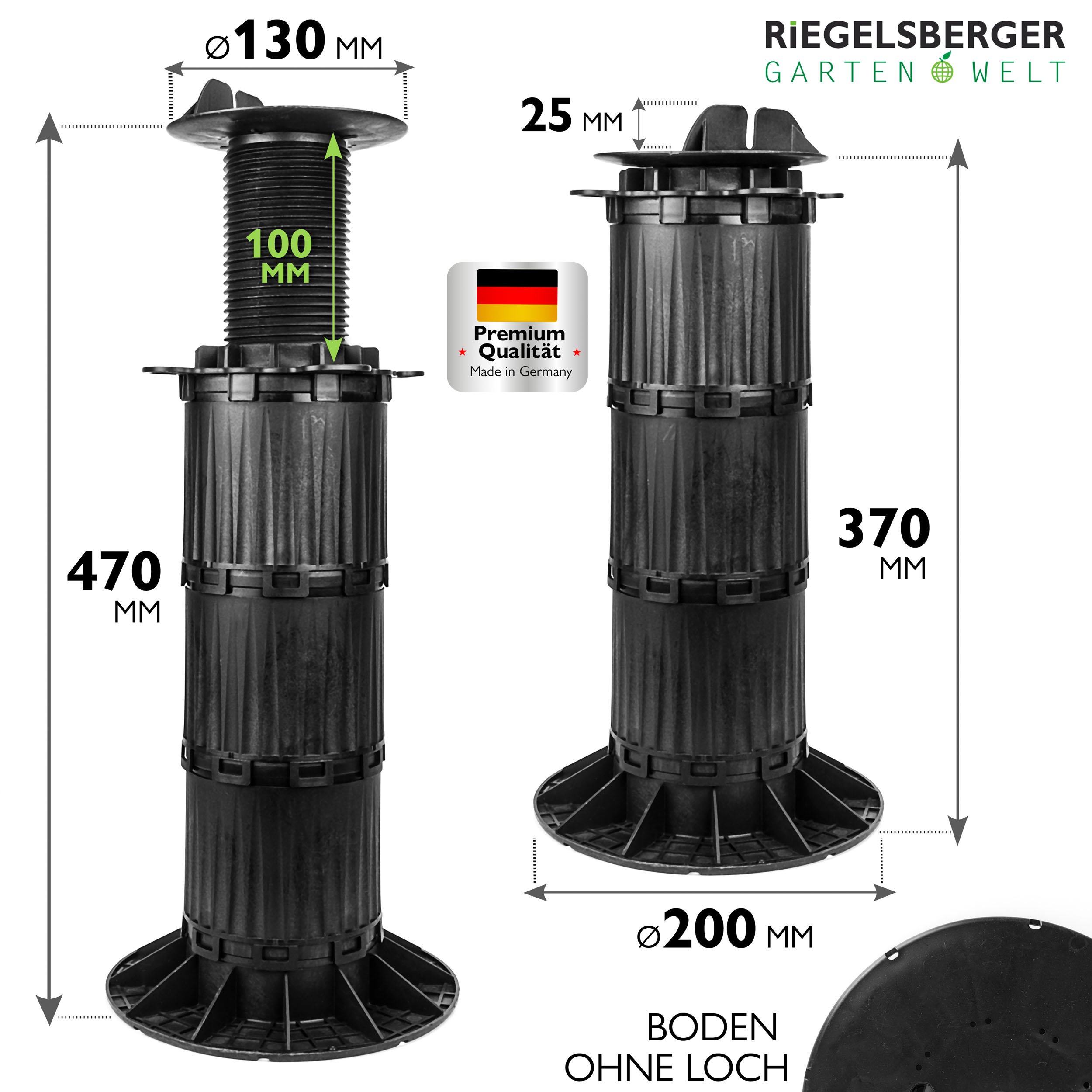 3_Size_370-4704bXZEGIERdMtC 1 Karton Balkenlager PREMIUM Stelzlager für Holz WPC ALU - volle Verpackungseinheit