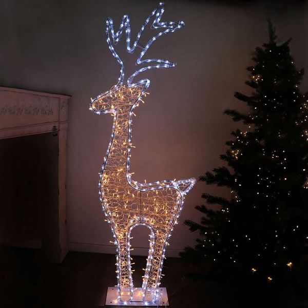 3D-Rentier XXL 562 LED 150 cm hoch warm-/kaltweiß Weihnachten außen