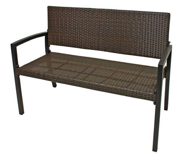 Stabile Gartenbank Freiburg coffee 116x60xH87 cm Rattan Sitzbank Belastbarkeit bis 250 kg