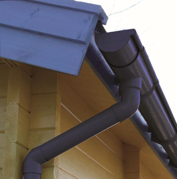 Kunststoffdachrinne für 2-seitige Dachlänge 5,5 Meter Rundrinne 78 mm Anthrazit