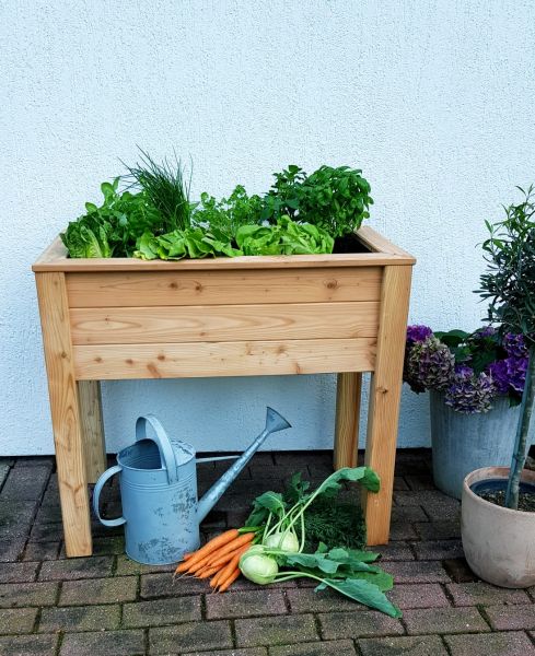 Stelzenhochbeet aus Lärche natur Pflanzbeet Kräuterbeet Gemüsebeet Hochbeet Balkon Terrasse