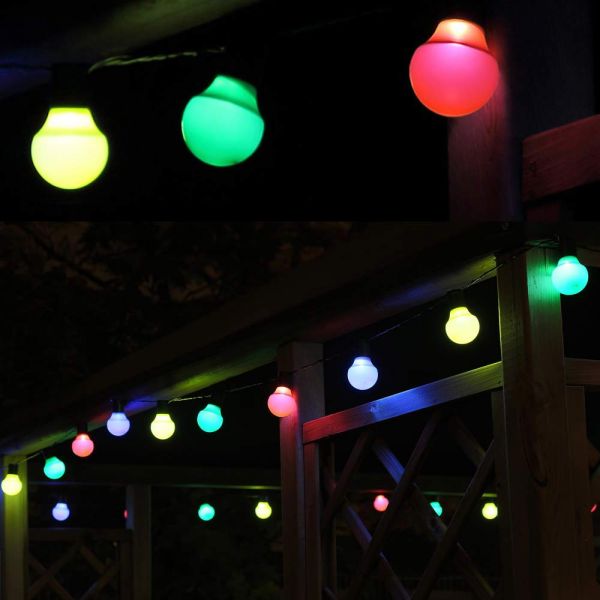 LED Party-Lichterkette 12,5 m lang mit 50 Laternen-Kugeln bunt