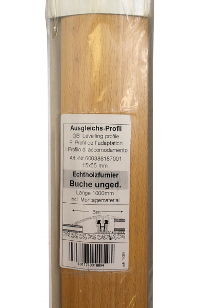 Ausgleichs-Profil Echtholzfurnier Buche 15x55 mm Länge 100 cm
