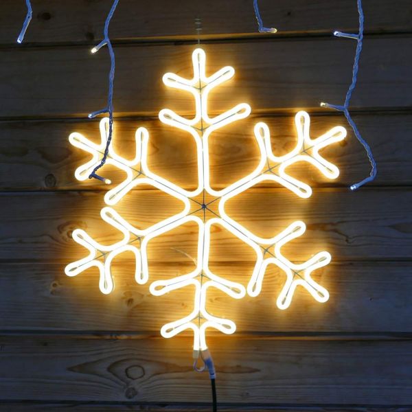 Schneeflocke aus 6 m Neon-Lichtschlauch mit 720 LED warmweiß