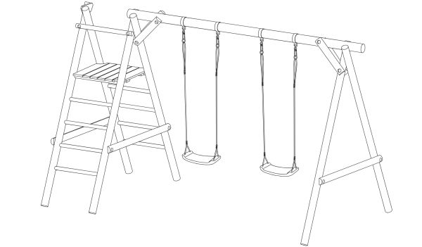 Schaukelkombination Heike Kinderschaukel 370 cm Doppelschaukel Kiefer imprägniert ⌀10 cm
