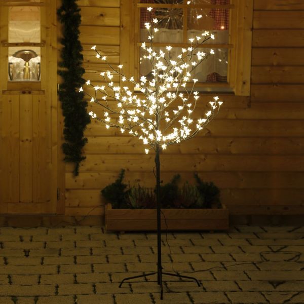 LED-Lichterbaum 150 cm mit beleuchteten Kirschblüten 200 LED warmweiß Kirschblütenbaum