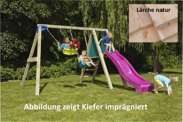 Schaukelkombi PEAK 270 cm Lärche natur inkl. Wellenrutsche Doppelschaukel Kinderschaukel