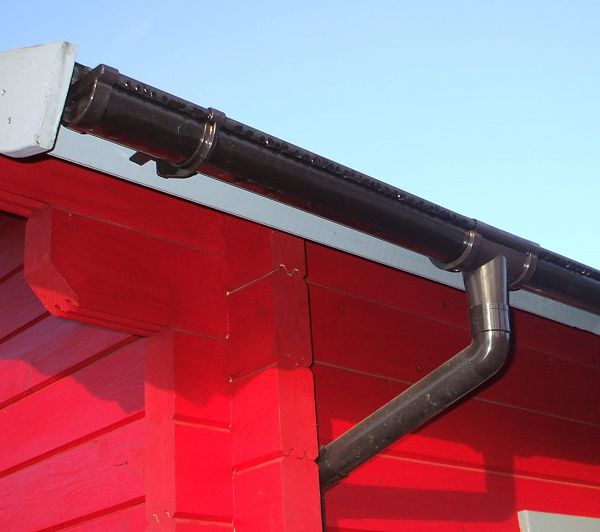 Kunststoffdachrinne für 1-seitige Dachlänge 4,5 Meter Rundrinne 78 mm Brau5