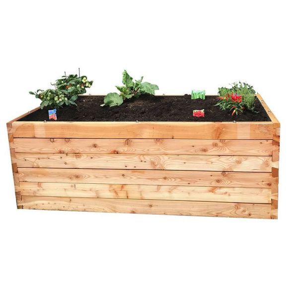 Hochbeet aus Lärchenholz 198 x 98 x 74 cm mit Stecksystem 200 x 100 cm